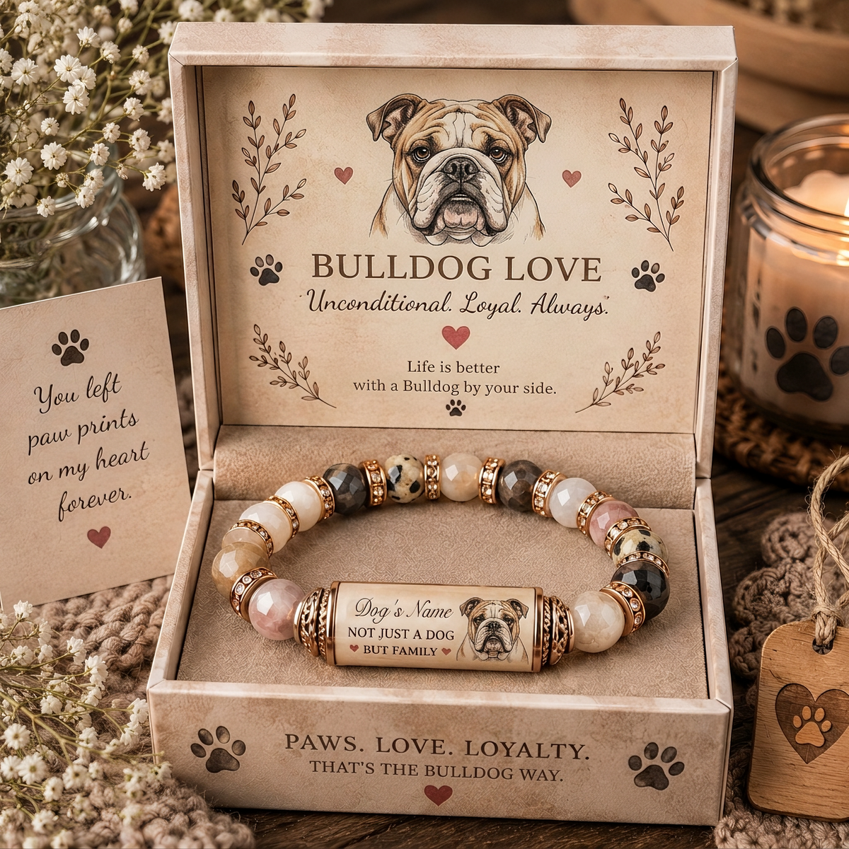 🐾 Personalized Dog family Memorial Bracelet Gift Set With gift Box