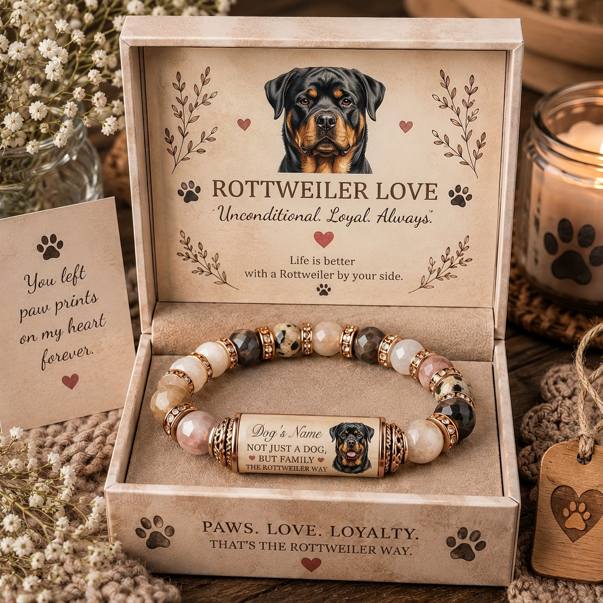 🐾 Personalized Dog family Memorial Bracelet Gift Set With gift Box